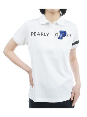 PEARLY GATES Golf Japan White Cotton Embroidered Pique Knit Polo Shirt 00 XS